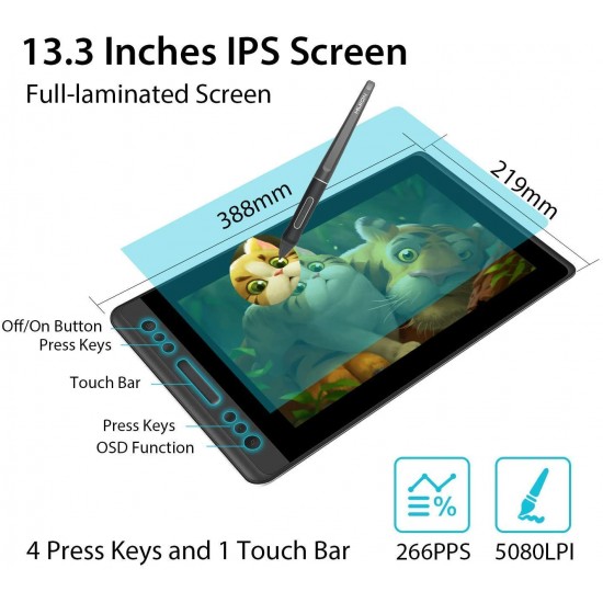 HUION GT 133 Kamvas Pro 13 Creative Pen Display Monitor Drawing Tablet with Stand
