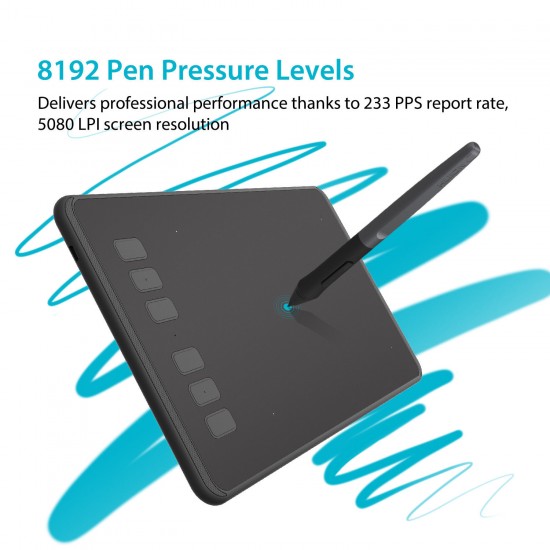 Huion Inspiroy H640p Graphics Pen Tablet compatible with Mac, PC or Android OS (Black)