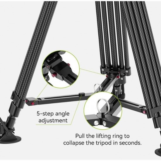Ulanzi T047 VideoFast Carbon Fiber Heavy-Duty Tripod with T045 Fluid Head