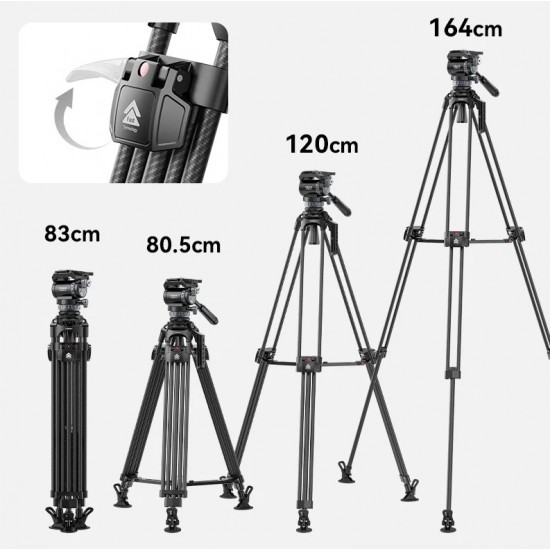 Ulanzi T047 VideoFast Carbon Fiber Heavy-Duty Tripod with T045 Fluid Head