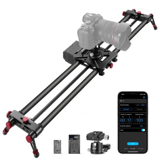 NEEWER 120cm Motorized Carbon Fiber Camera Slider with Wireless App Control