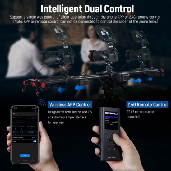 NEEWER 120cm Motorized Carbon Fiber Camera Slider with Wireless App Control