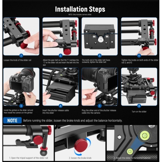NEEWER 120cm Motorized Carbon Fiber Camera Slider with Wireless App Control
