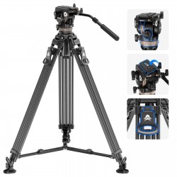 Neewer LL55 78 Carbon Fiber One Step Video Tripod with Dynamic Fluid Head