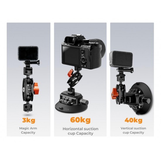 K&F Concept 6-Inch Camera Mount with Suction Cup and Magic Arm