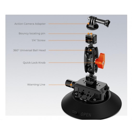 K&F Concept 6-Inch Camera Mount with Suction Cup and Magic Arm