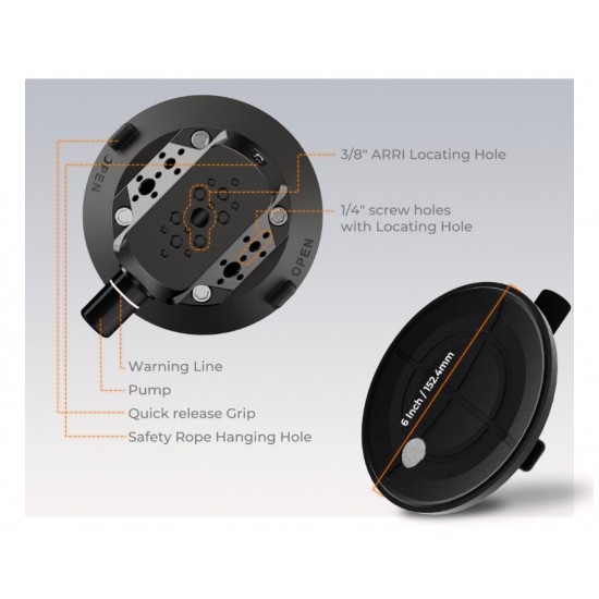 K&F Concept 6-Inch Camera Mount with Suction Cup and Magic Arm