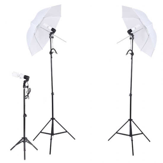 E27 Lighting With Stand and Umbrella (3 Set Kit)