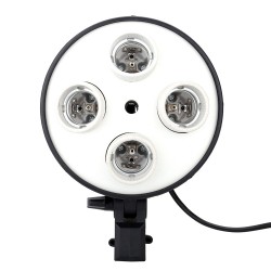 E27 4 in 1 Light Socket with Light Stand Swivel Mount & Umbrella Holder for Photography Lighting