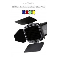 Godox BD-07 Barn door grid and gels set for AD200 Godox BD-07 Barn door grid and gels set for AD200