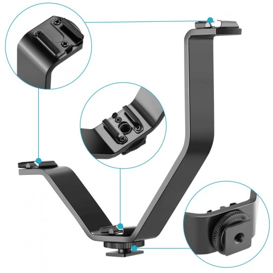 V-Shape Triple 3 Universal Cold Shoe Hot Shoe Mount Bracket