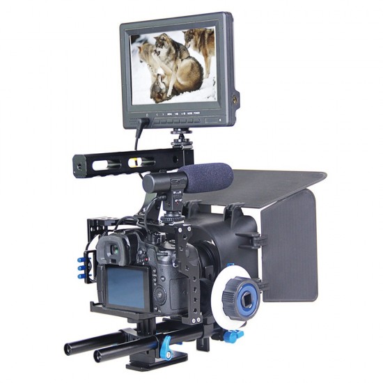 YELANGU C500 Camera Cage with Matte Box & Follow Focus