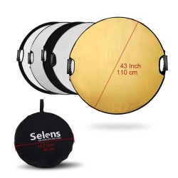 Selens 110cm 43" 5 in 1 Portable Collapsible Multi Disc Reflector (Gold/Silver/Black/White/Translucent)