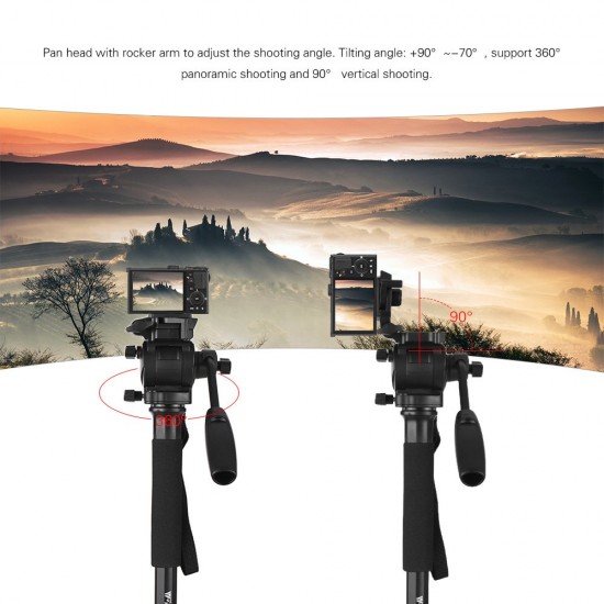 Weifeng WF-3958M Professional Aluminum Alloy Camera Monopod with Fluid Pan Head