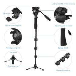 Weifeng WF-3958M Professional Aluminum Alloy Camera Monopod with Fluid Pan Head Weifeng WF-3958M Professional Aluminum Alloy Camera Monopod with Fluid Pan Head